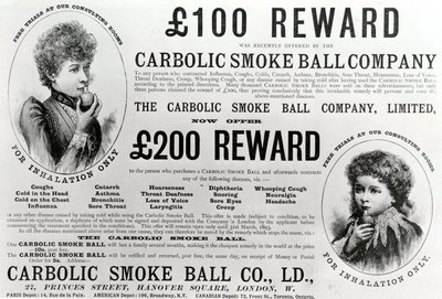 Werbung für die Carbolic Smoke Ball Company, 1893 von English School