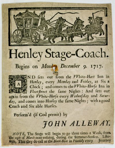 Werbung für den Henley-Postkutschen, 1717 von English School