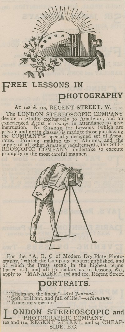 Werbung für die London Stereoscopic and Photographic Company von English School