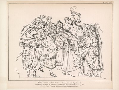 Aeneas Silvius, Kardinalbischof von Siena, später Papst Pius II. (Gravur) von English School