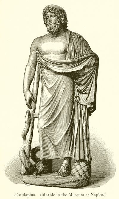 Aesculapius. (Marmor im Museum von Neapel) (Gravur) von English School