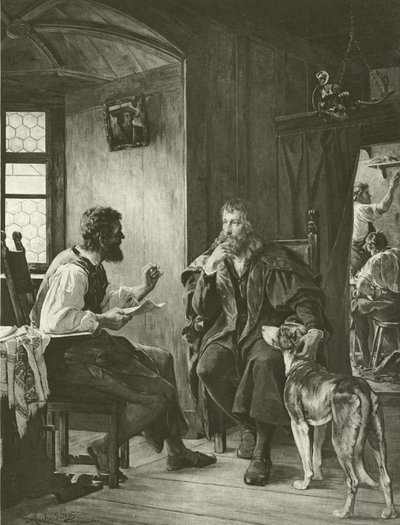 Albrecht Dürer besucht Hans Sachs (Gravur) von English School