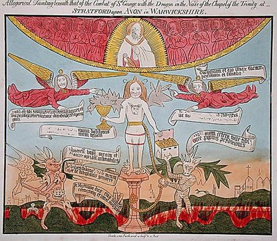 Allegorisches Gemälde unter dem von St. Georg mit dem Drachen im Kirchenschiff der Dreifaltigkeitskapelle, aus 