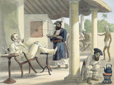 Ein englischer Beamter und seine einheimischen Diener, ca. 1860 von English School