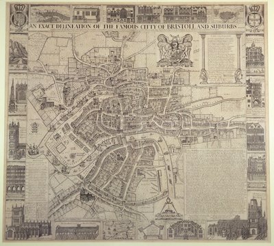 "Eine genaue Darstellung der berühmten Stadt Bristol und ihrer Vororte", von James Millerd, veröffentlicht 1673 von English School