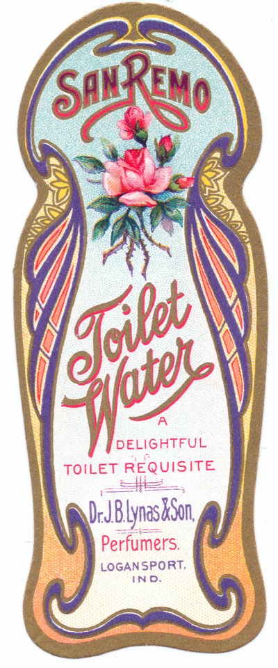 Ein Jugendstil-Parfümetikett für "San Remo Toilettenwasser", ca. 1900 von English School
