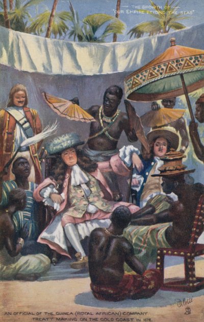 Ein Beamter der Guinea (Royal African) Company schließt einen Vertrag an der Goldküste im Jahr 1672 von English School
