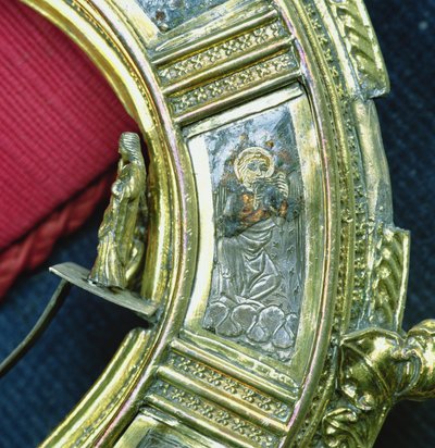 Engel, der die Trompete spielt, Detail vom Krummstab von William of Wykeham (ca. 1320-1404) von English School