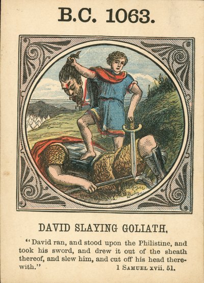 Anno Mundi: 1063 v. Chr., David erschlägt Goliath von English School