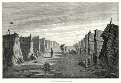 Arabisches Dorf in der Nähe von Port Said (Gravur) von English School