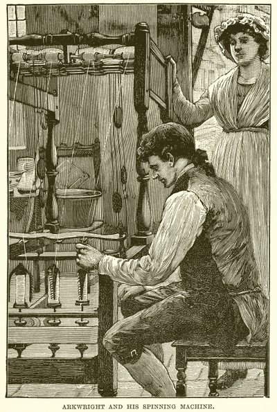 Arkwright und seine Spinnmaschine von English School