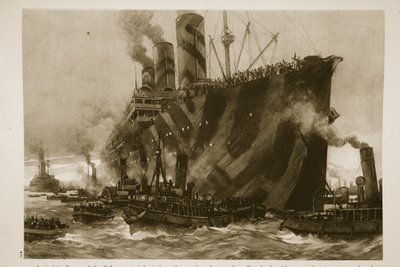 Ankunft in Frankreich des US-Transportschiffs Leviathan, des ehemaligen deutschen Liners Vaterland, mit 12.000 amerikanischen Truppen an Bord, 1914-19 von English School