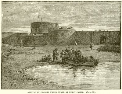 Ankunft von Charles unter Bewachung in Hurst Castle von English School