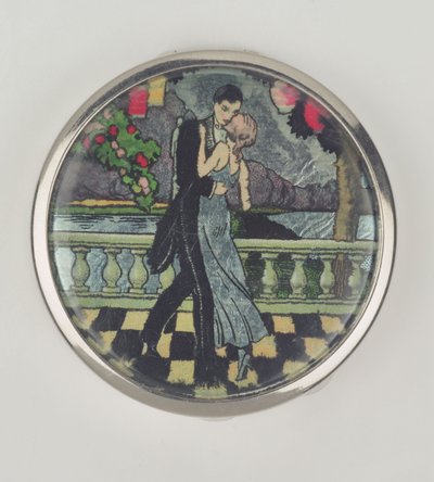 Art Deco Tänzerinnen Puderdose, hergestellt von Stratnoid, 1920-30 von English School