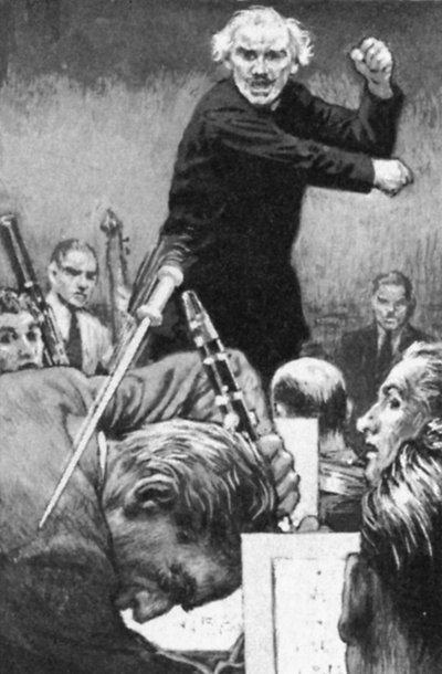 Arturo Toscanini wirft seinen Taktstock auf einen fehlenden Spieler von English School
