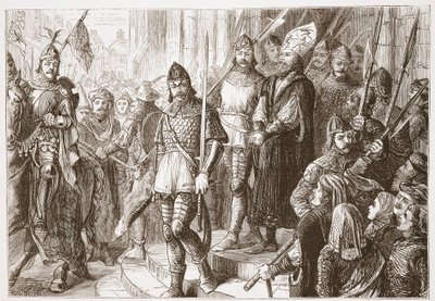 Als sie ihn aus der Kirche führten... begann er zu singen, Credo in Unum Deum, Illustration aus Die Geschichte des Protestantismus von James Aitken Wylie, veröffentlicht 1878 von English School