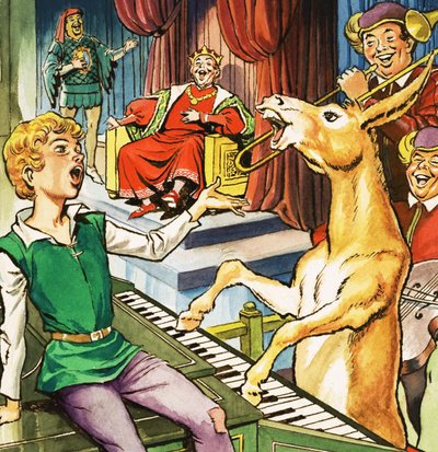 Esel singt beim Klavierspielen von English School