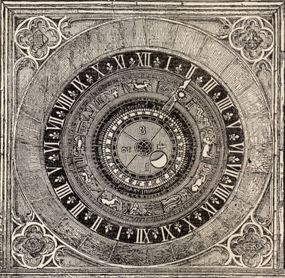 Astronomische Uhr im Hampton Court Palace, aus History of Hampton Court Palace in Tudor Times von Ernest Law, veröffentlicht in London 1885 von English School