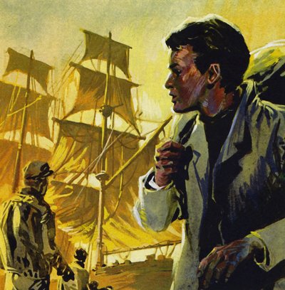 Mit 17 Jahren erhielt Conrad eine Stelle als Lehrling auf einem Schiff von English School