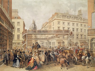 Am Fuße des Ludgate Hill, London, veröffentlicht und gedruckt von Kell Brothers, ca. 1860er Jahre von English School