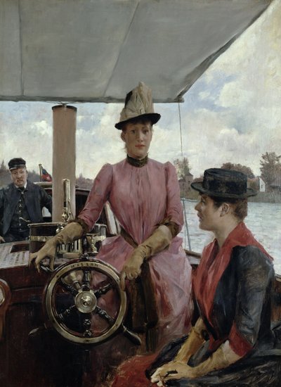 Am Steuer - Damen an Bord des Flussbootes Hassan von English School
