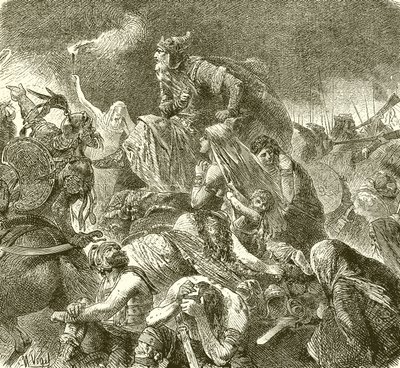 Attila in der Schlacht von Chalons von English School