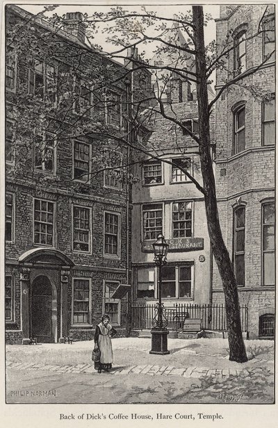 Rückseite von Dicks Coffee House, Hare Court, Temple von English School
