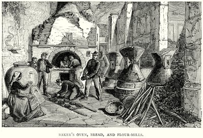 Bäckerofen, Brot und Mühlen (Gravur) von English School