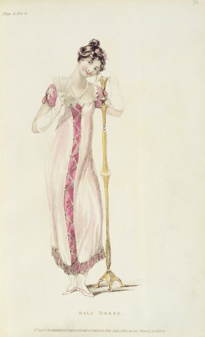 Ballkleid, Modeplatte aus Ackermanns Repository of Arts von English School
