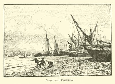 Lastkähne in der Nähe von Vauxhall von English School