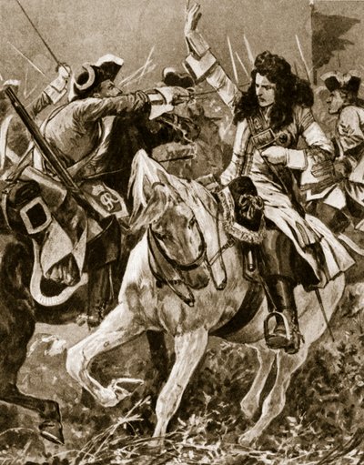 Schlacht von Malplaquet, 11. September 1709: Chevalier St. George verwundet während des Spanischen Erbfolgekriegs von English School