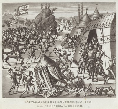 Schlacht von Roch Darien und Charles von Blois von den Engländern gefangen genommen von English School