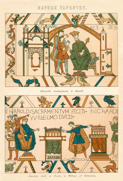 Bayeux-Teppich (Farblithografie) von English School