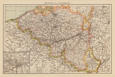 Belgien und Luxemburg (Farblithografie) von English School