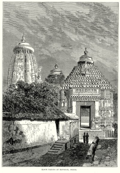 Schwarze Pagode in Kanarak, Orissa (Gravur) von English School
