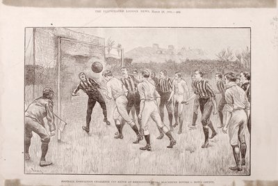 Blackburn Rovers gegen Nottingham County im Kennington Oval, aus The Illustrated Sporting and Dramatic News, 23. März 1891 von English School