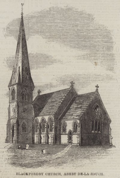 Blackfordby Kirche, Ashby-de-la-Zouch (Gravur) von English School