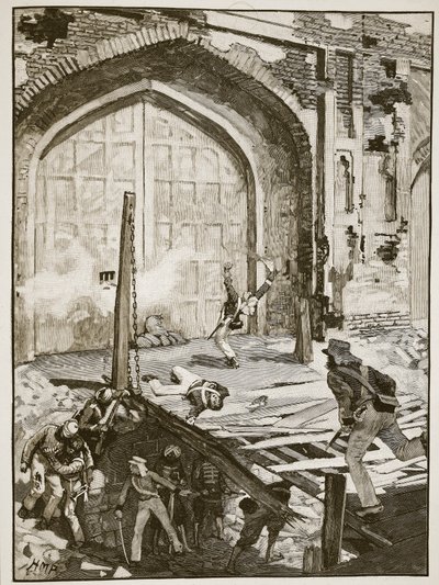 Sprengung des Kaschmir-Tores in Delhi, Illustration aus Cassells Illustrated History of England von English School