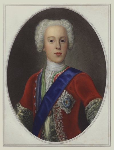 Bonnie Prince Charlie, Charles Edward Stuart, Der Junge Prätendent (Farblithografie) von English School