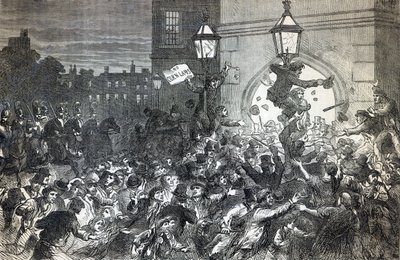 Brotaufstand am Eingang zum House of Commons im Jahr 1815 von English School