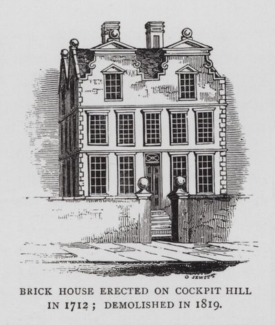 Backsteinhaus auf Cockpit Hill, errichtet 1712; abgerissen 1819 von English School