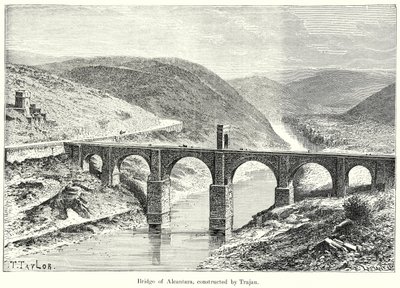 Brücke von Alcantara, erbaut von Trajan (Gravur) von English School
