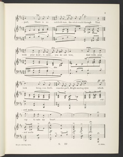 Helle lächelnde Augen. Rondeau (Lied) Die Worte aus dem Französischen von Christine de Pisan von Gilbert Pass, von Gilbert A. Alcock von English School