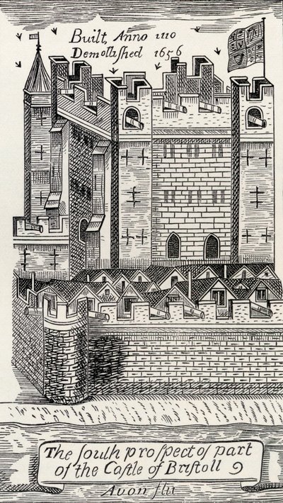 Bristol Castle, nach James Millerds Karte von Bristol aus 1673, aus 
