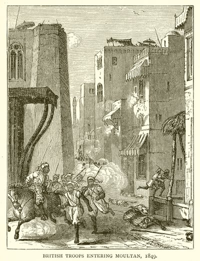 Britische Truppen betreten Moultan, 1849 von English School