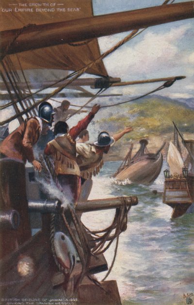 Britische Eroberung von Jamaika von den Spaniern, 1655 von English School