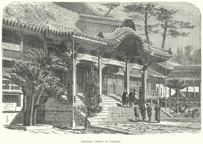 Buddhistischer Tempel in Nagasaki (Gravur) von English School