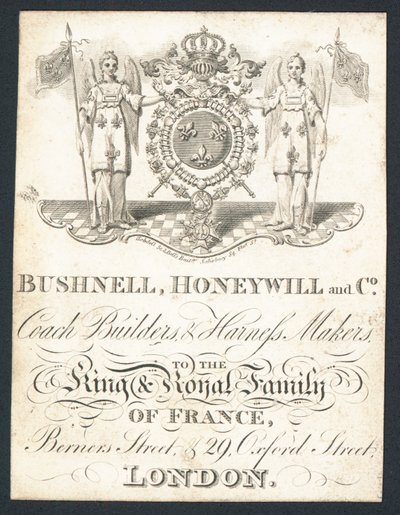 Bushnell, Honeywell und Co, Kutschenbauer und Geschirrhersteller, Visitenkarte von English School