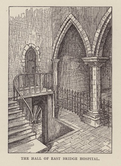 Canterbury: Die Halle des East Bridge Hospital (Lithographie) von English School
