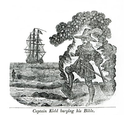 Captain Kidd vergräbt seine Bibel, Illustration aus 